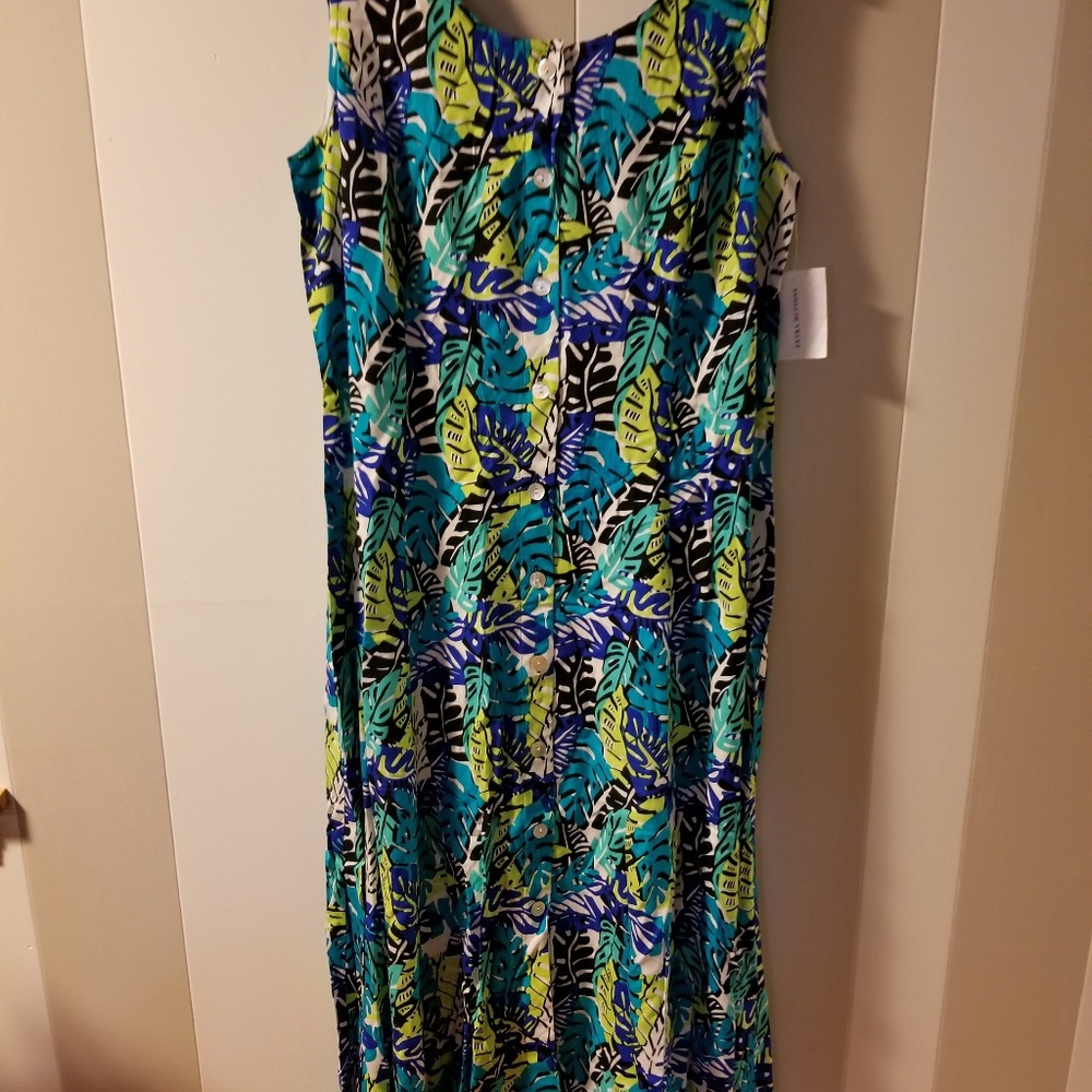 BFA Classics Tropical Leaf Print Maxi Sundress
